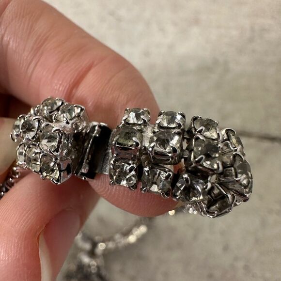 Vintage 50s Dazzling Rhinestone Fringe Necklace - Picture 9 of 13